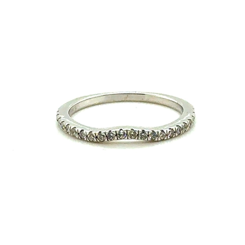 14kβ White Gold Diamond Curved Band Chevron Stacking Ring Size 5.25 1.7g